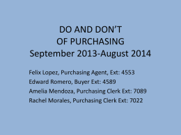 DO AND DON’T ON PURCHASING September 2013