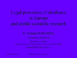 Legal protection of databases in Europe and public