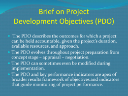 Project Development Objective and Key Performance Indicators