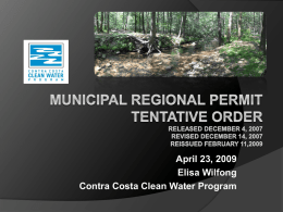 Municipal Regional Permit Tentative Order Released