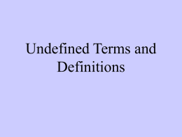 Undefined Terms and Definitions