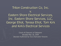 Triton Construction Co, Inc. v. Eastern Shore Electrical