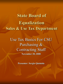 State Board of Equalization Sales & Use Tax Department