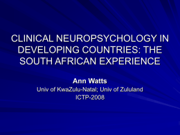 CLINICAL NEUROPSYCHOLOGY IN DEVELOPING COUNTRIES: …