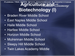 Agriculture and Biotechnology (I)