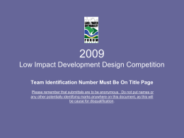 2009 Low Impact Development Design Competition