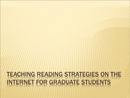 Teaching Reading Strategies on the Internet for Graduate