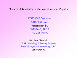 Numerical Relativity in the World Year of Physics