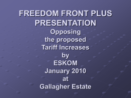 FREEDOM FRONT PLUS PRESENTATION Opposing the proposed