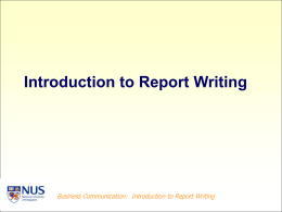 ES2002 Report - Intro to Report Writing - NUS