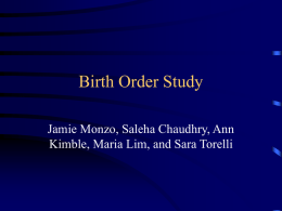 Birth Order Study - Mount Holyoke College