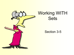 Working WITH Sets