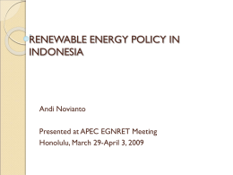 FINANCING MECHANISM TO RENEWABLE ENERGY IN INDONESIA