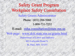 SAETY GRANT PROGRAM - Minnesota Department of Labor and