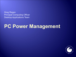 University of Plymouth & PC Power Management