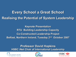 System Leadership for School Transformation ‘Dean’s