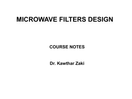 MICROWAVE FILTERS DESIGN COURSE NOTES PREPARED …