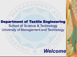 Department of Textiles School of Science & Technology, IMT