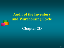 Audit of the Inventory and Warehousing Cycle