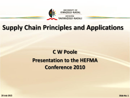 Supply Chain Principles and Applications