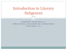 Introduction to Literary Subgenres