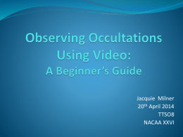 Observing Occultations Using Video: A Beginner’s Guide