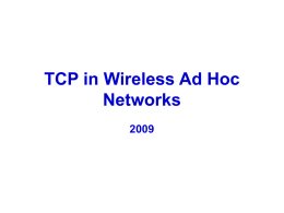 TCP on Wireless Ad Hoc Networks