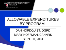 ALLOWABLE EXPENDITURES BY PROGRAM
