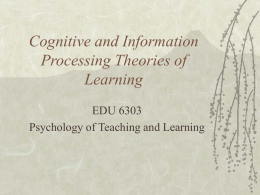 Cognitive and Information Processing Theories of Learning