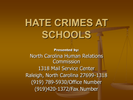 HATE CRIMES AT SCHOOLS
