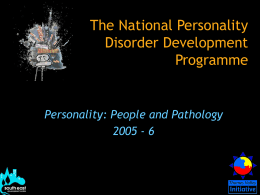 The National Personality Disorder Development Programme