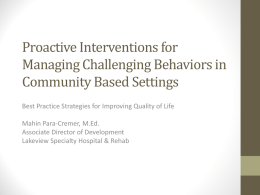 Managing Challenging Behaviors in People with TBI