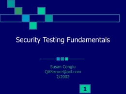 Security Testing Fundamentals