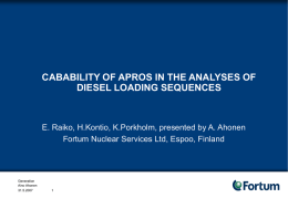 CABABILITY OF APROS IN THE ANALYSES OF DIESEL …