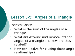 Lesson 3-5: Angles of a Triangle