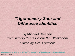 Trigonometry Sum and Difference Identities