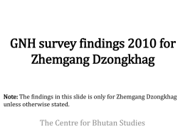 GNH survey findings 2010 for Zhemgang Dzongkhag