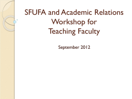 SFUFA Workshop for Teaching Appointments