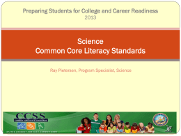 Introduction to E/LA and Math Common Core State Standards