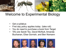 Welcome to Experimental Biology - FSU Biology