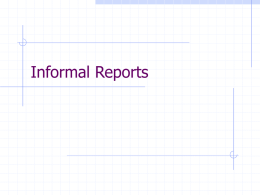 Informal reports - PAWS - Western Carolina University
