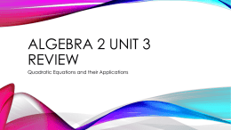 Algebra 2 Unit 3 REview