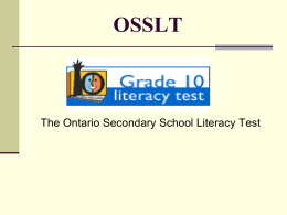 What is the OSSLT? - Peel District School Board