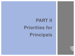 PRIORITIESfor PRINCIPALS &Building TEAMS