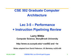 CSE 502 Graduate Computer Architecture Lec 3 – Performance