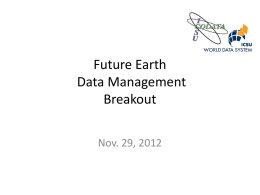 Future Earth Data Management Breakout