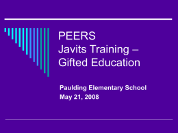 PEERS Javits Training – Gifted Education