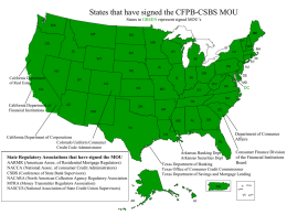 Map of States which have signed the CFPB/CSBS MOU