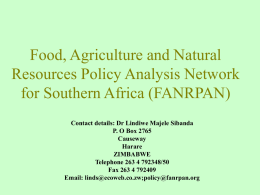 Food, Agriculture and Natural Resources Policy Analysis