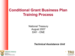 Conditional Grant business plan training process